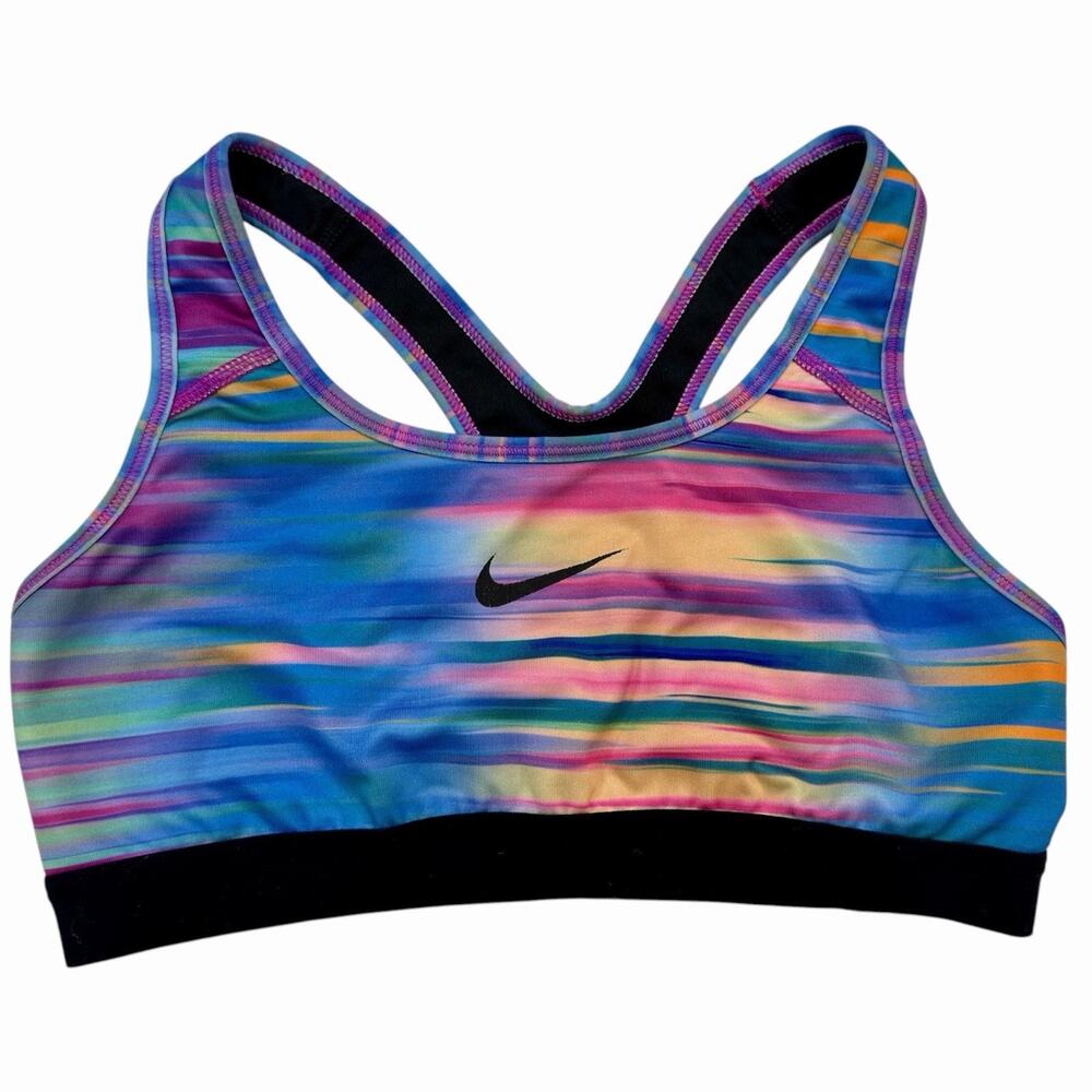 Nike Dri-FIT Sports Bra Med Multicolor Racerback Compression Geometric Pullover